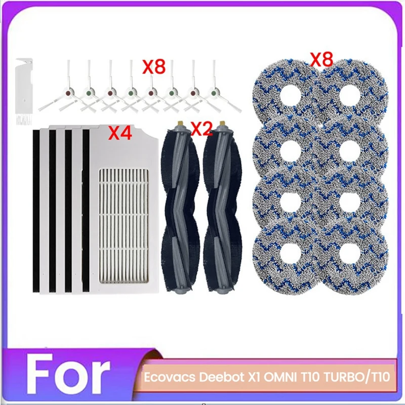 Hot Sale-23PCS Brush Filter And Mop Cloth For Ecovacs Deebot X1 OMNI T10 TURBO T10 Vacuum Cleaner Accessories Replacement Parts