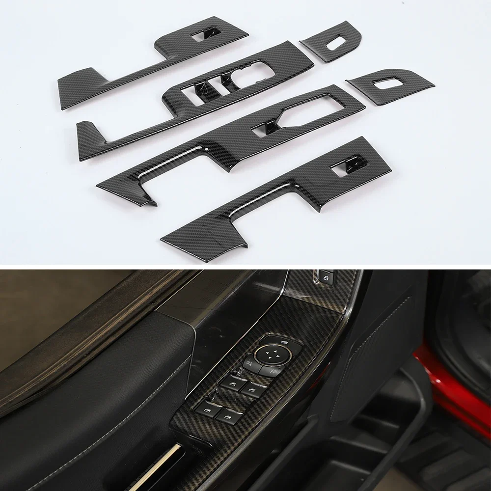 

For Ford F150 2021 Left Hand Drive Car Door Armrest Window Lift Switch Panel Cover Trim Stickers ABS Styling Moldings