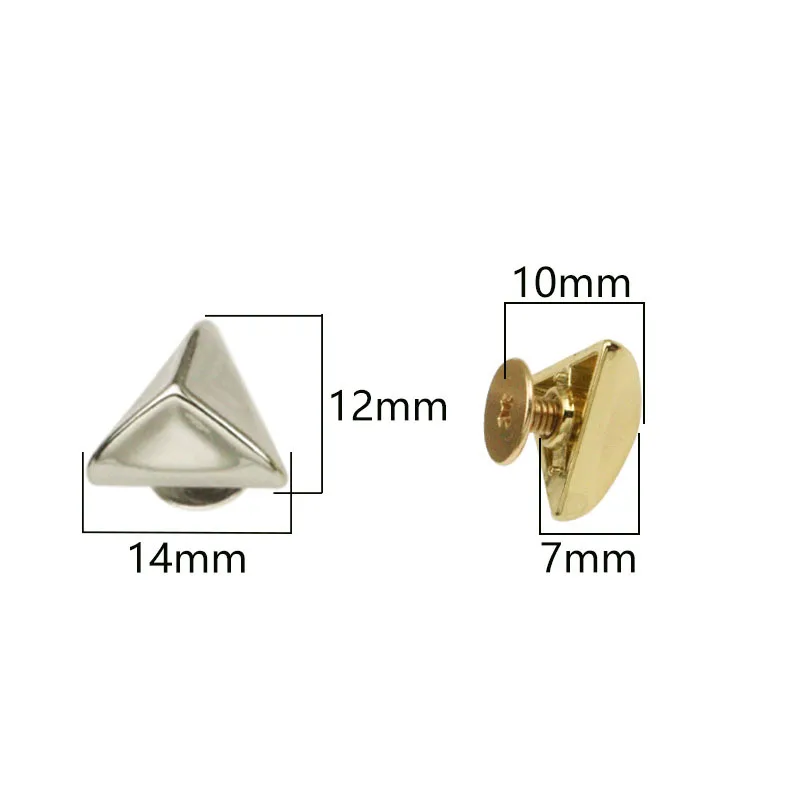 4pcs Triangle Shape Metal Screw Back Rivets for Leather Studs Nail Garment Leather Craft Belt Wallet Bag Decoration Hardware