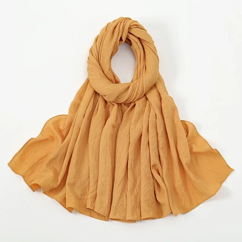 

2025 New Crinkle Muslim Women Hijab Scarf Turbans For Woman Solid Wrinkle Islamic Shawls Wraps Ramadan Hijabs Scarf 180x90cm