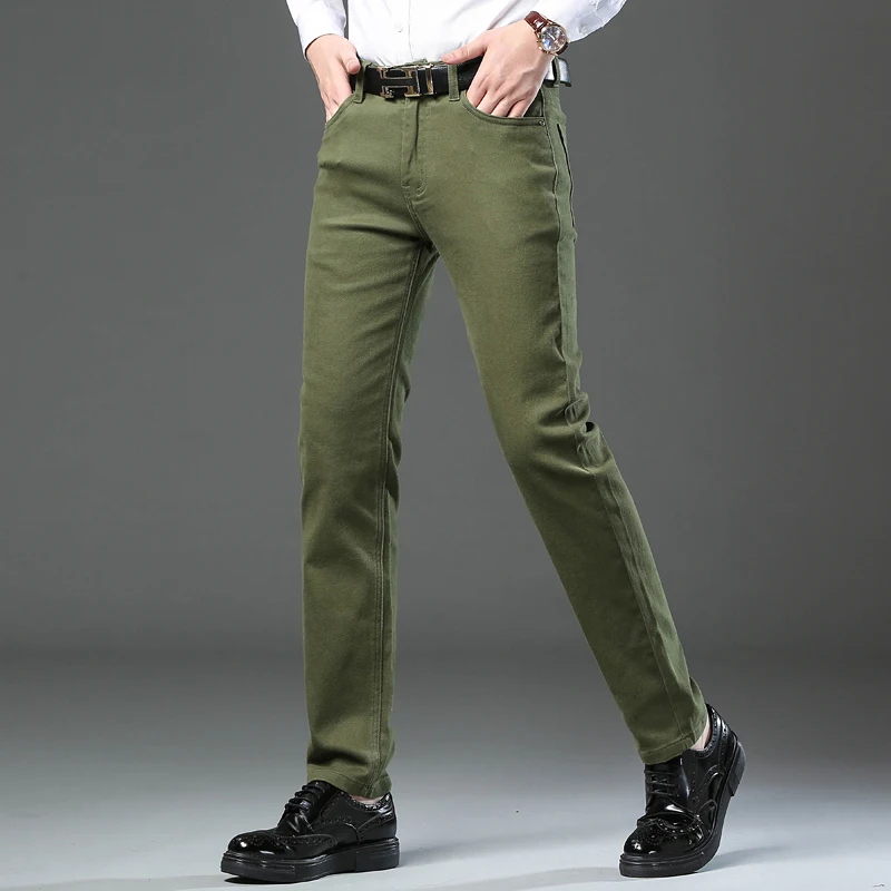 Men's New 92% Cotton Spring Autumn Jeans Stretch Straight Fashion Business Office Trousers Male Casual Plus Size Denim Pants