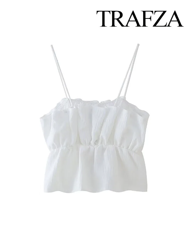 BabYoung Summer Fashion Women Short White Sleeveless Backless Decorate Stretch Female Sexy Slim Crop Tops Camis