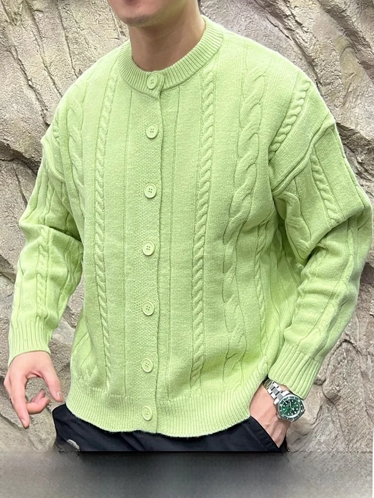 

Теплый вязаный свитер в расслабленном стиле для пар, с длинным рукавом и круглым вырезом, мужская модная осенне-зимняя вязаная одежда