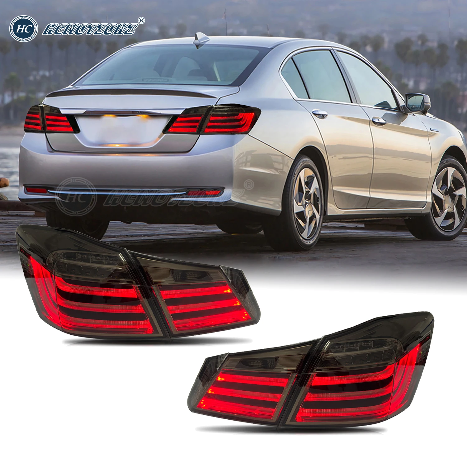 HCMOTIONZ Tail Lights for Honda Accord 9th gen 2013 2014 2015 DRL Car Rear Lamps Assembly Accessories