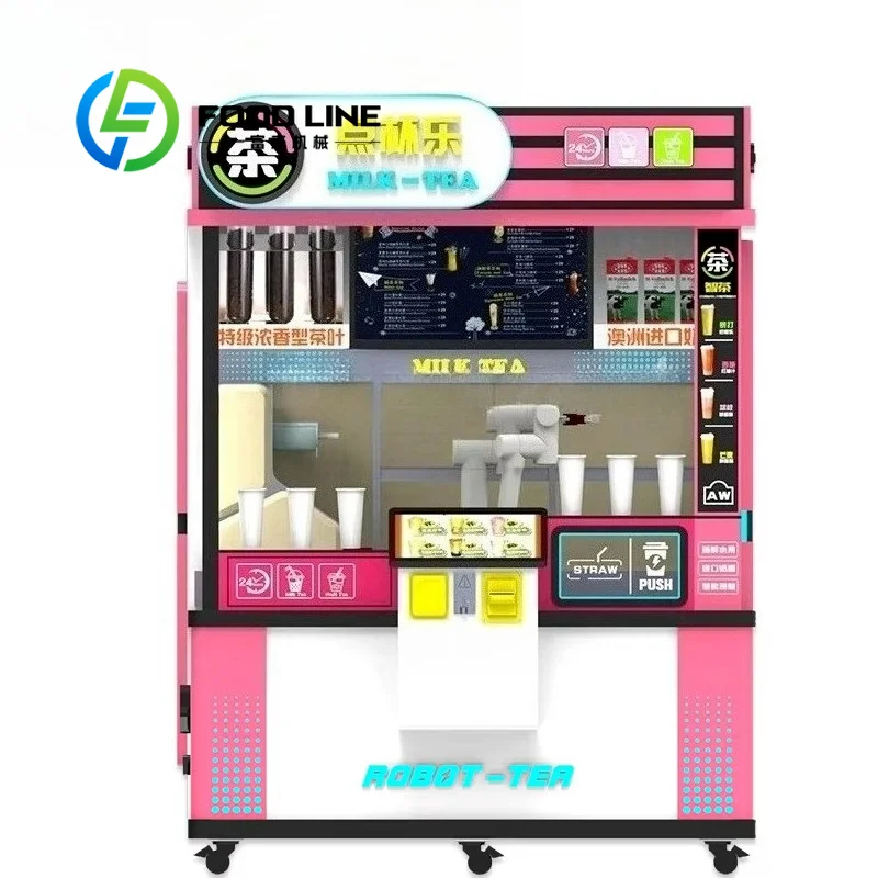 Intelligent Robotic Arm Beverage Vending Machine Full Automatic Milk Tea Brewing Shaking And Dispensing All In One