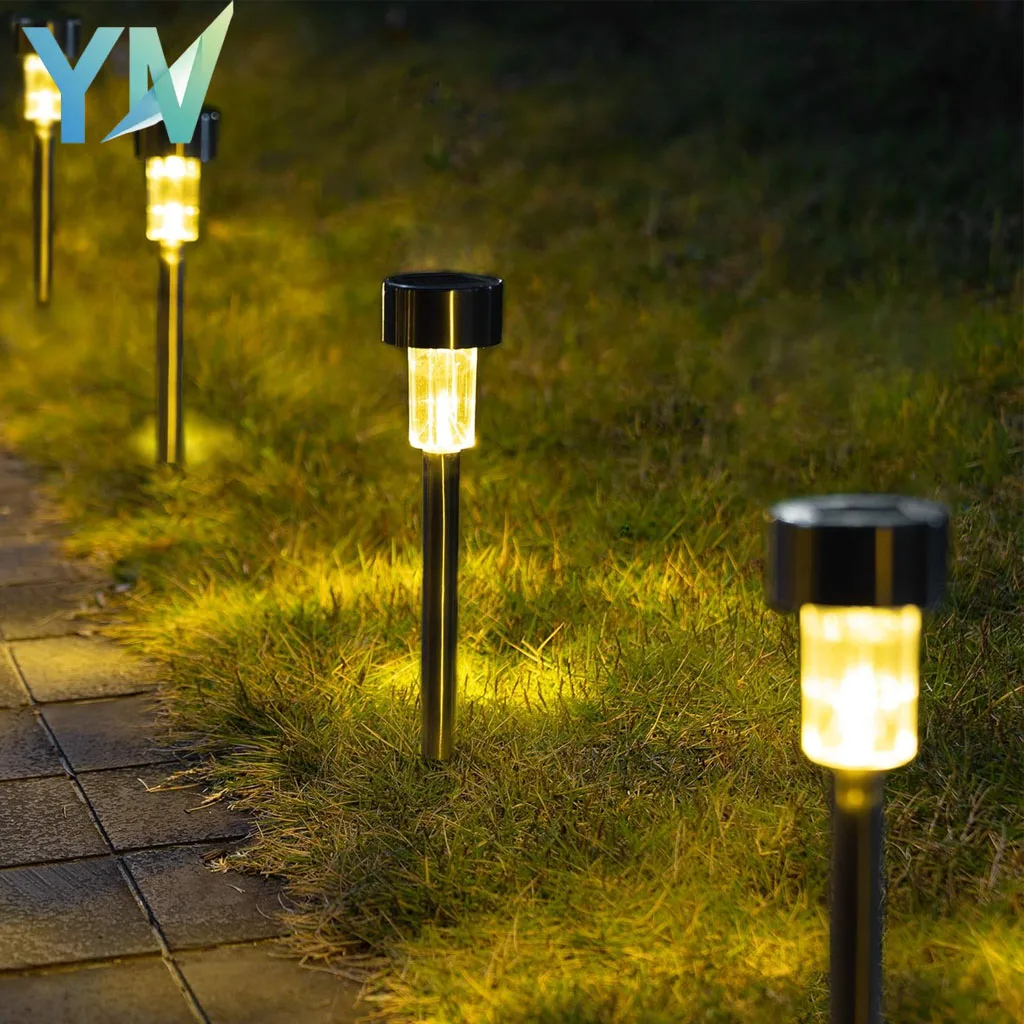 

Outdoor Solar Garden Light Stainless Steel Auto Illuminate for Lawn Pathway Yard Walkway Deck Christmas Holiday