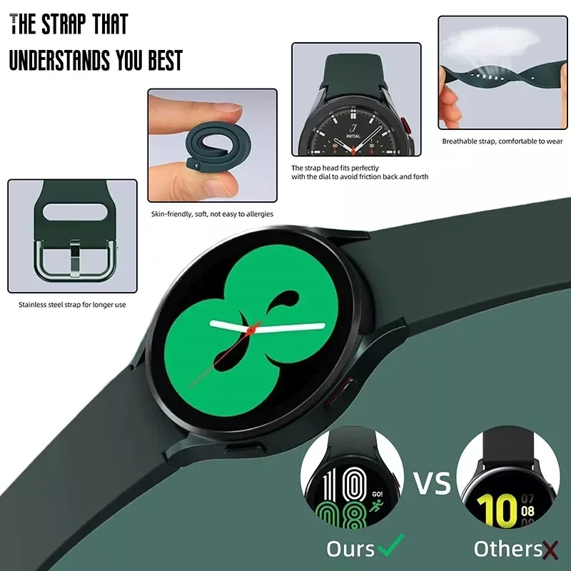 No Gap Strap For Samsung Galaxy Watch 7/6/5/4 44mm 40mm Silicone 20mm Watch Bracelet Watch 6 classic 5 pro 46mm 45mm 47mm 43mm