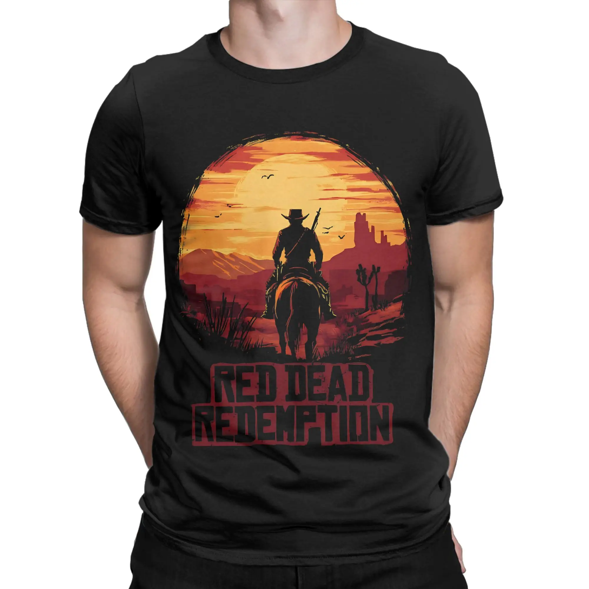 game vintage action of funny king game retro the character Essential Funny 100% Cotton T-Shirt arthur morgan Tees Tops For Men