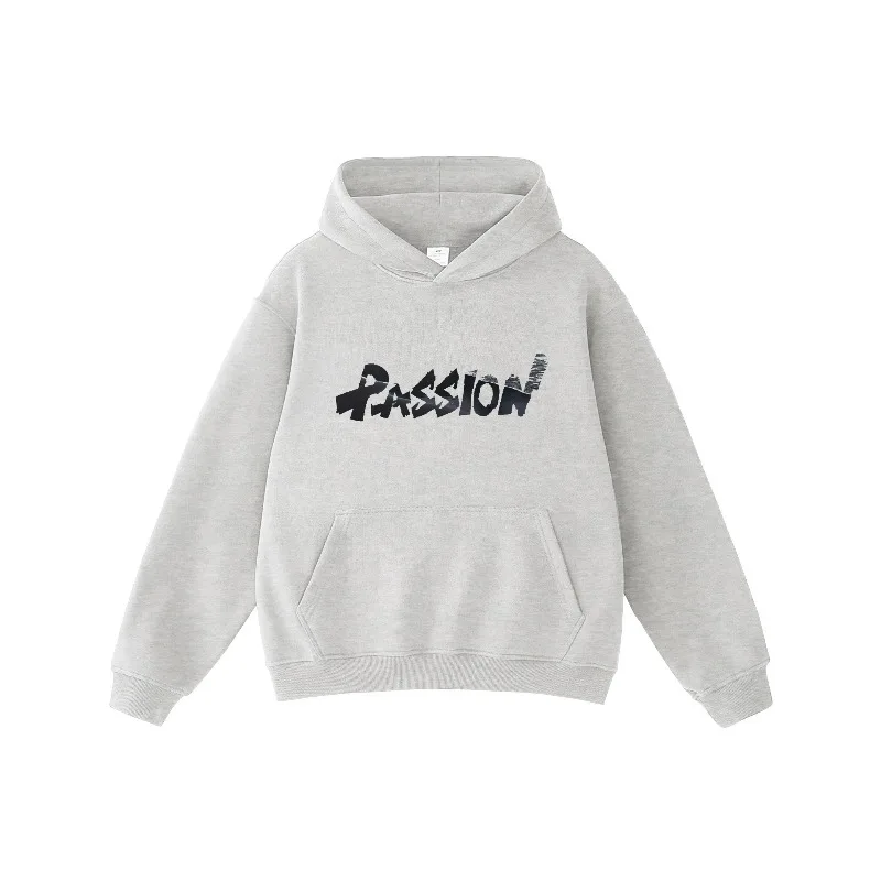 Y2K Felpa con cappuccio stampata personalizzata da uomo Passion Graphic Pullover in cotone lavato Autunno Inverno Felpa in pile caldo Casual Streetwear