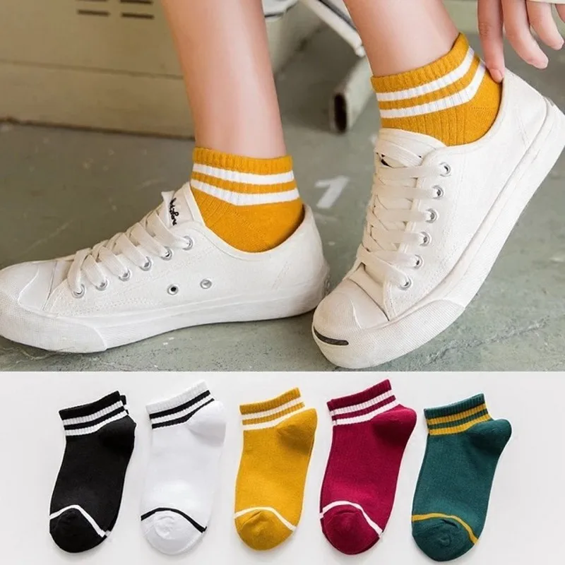 5 Pairs/Set Candy Colors Pack Women Socks Fashion Female Girls Cartoon Cute Kawaii Boat Ankle Short Cotton Thin Ventilate Socks