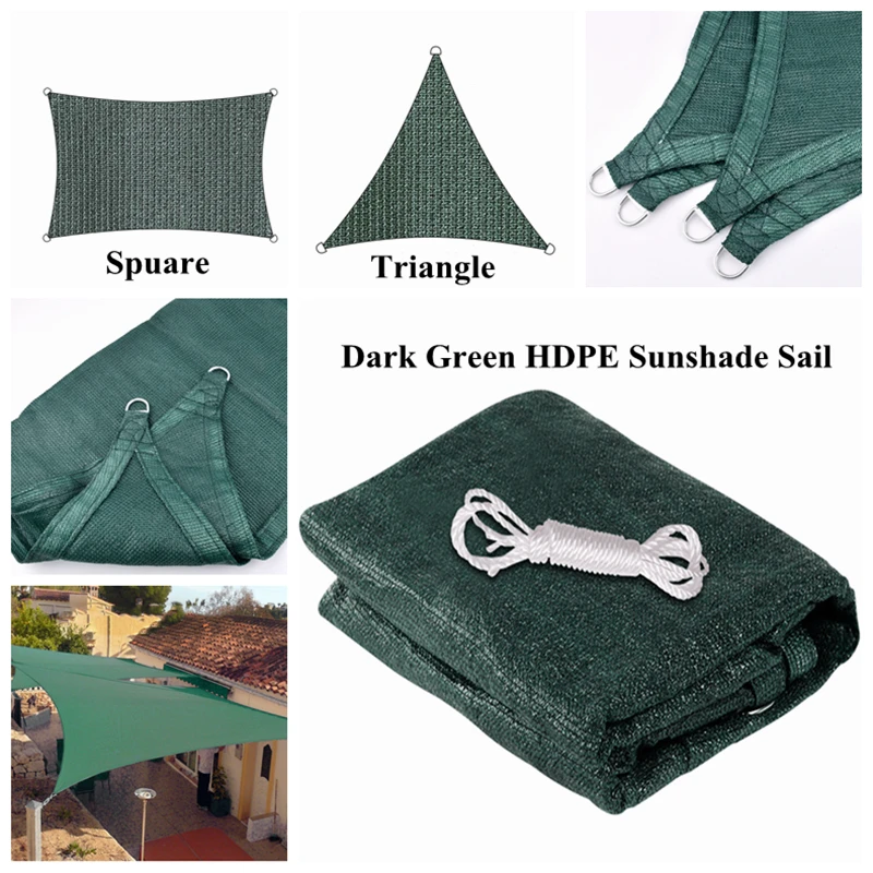 

Dark Green Sunshade Sail Square Triangular Outdoor Awning Garden Patio Sunscreen Beach Pool Sun Shade Cloth Camping Shade Awning