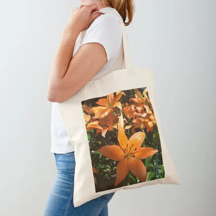 

Orange Lily Flowers Blooming under the Sunlight at Longwood Gardens Tote Bag tote bags aesthetic Cloth bag shoping bag