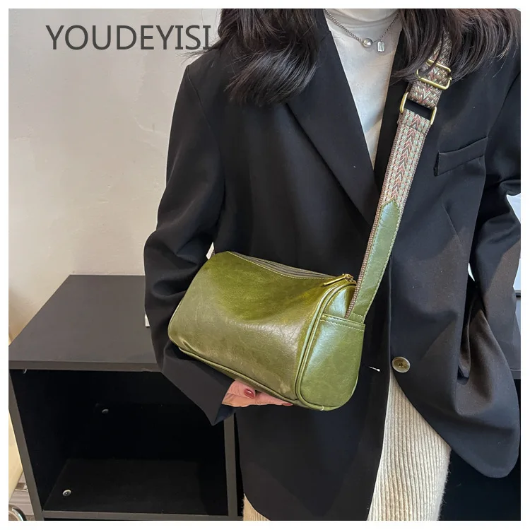 YOUDEYISI Cylindrical Messenger Bag: Women\'s Bag Retro Casual, Simple Solid Color Shoulder Bag PU Soft Leather