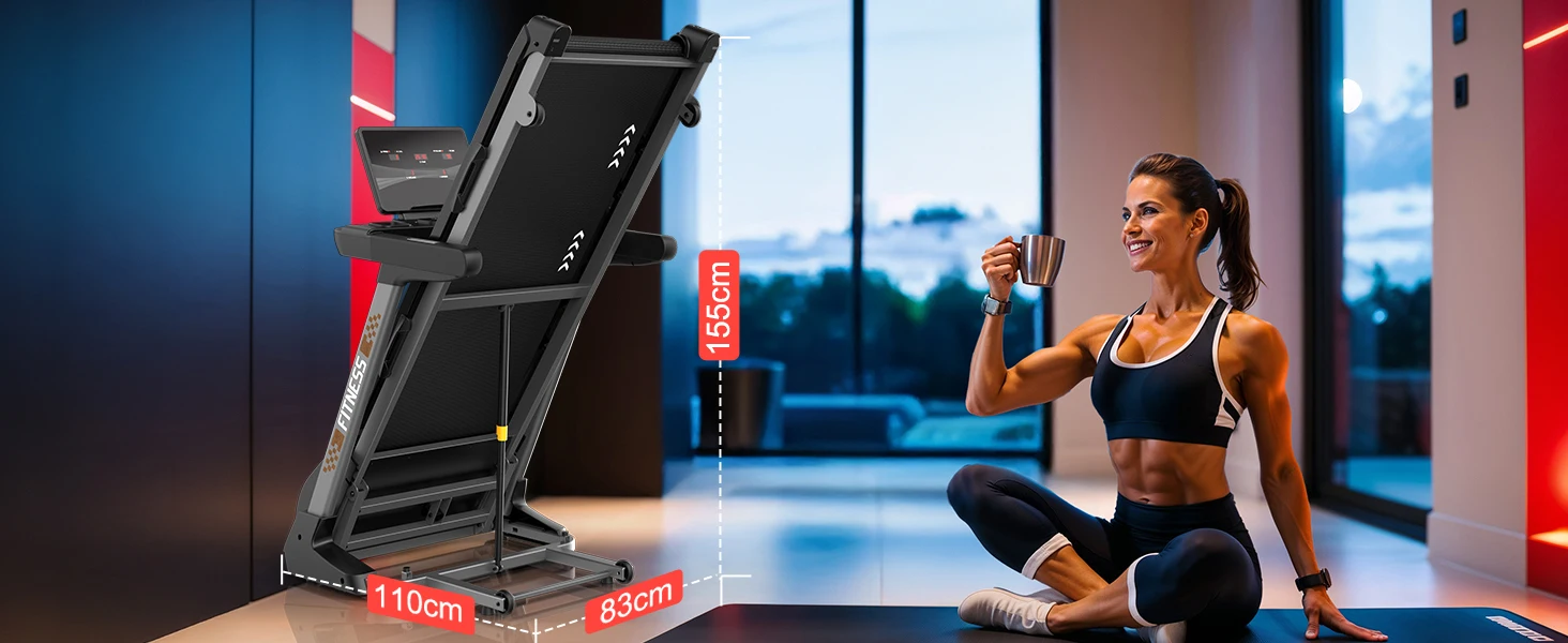 Klappbares Laufband | 18 Stufen automatische Neigung | 18 km/h Höchstgeschwindigkeit | 4,5 PS Motor | Laufband mit 150 kg Tragfähigkeit für Heimfitness – Detail 10