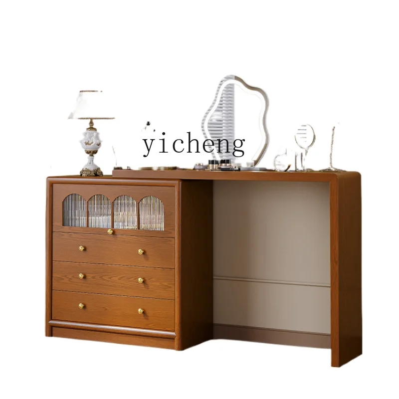 

XL French Style Mid-Ancient Chest of Drawers Integrated Dressing Table Bedroom Retractable Storage Cabinet Makeup Table