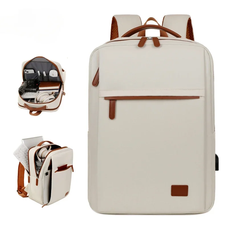 Business Backpack For Men Women New Trendy Design 15.6-Inch Laptop Backpack Blue Beige Student Schoolbag Boarding Backpack Male