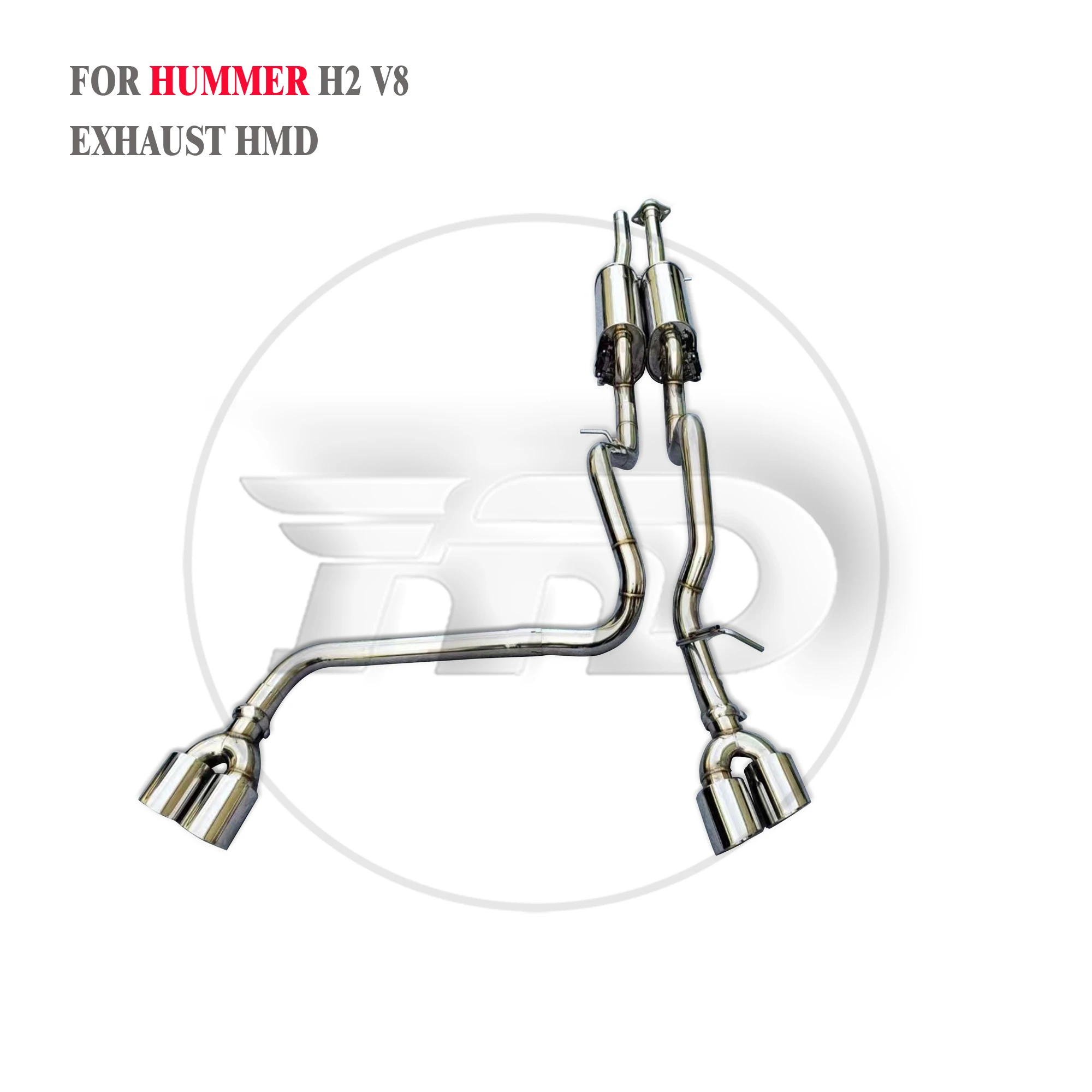 HMD Stainless Steel Exhaust System Performance Catback for Hummer H2 V8  Muffler With Valve Catless Headers