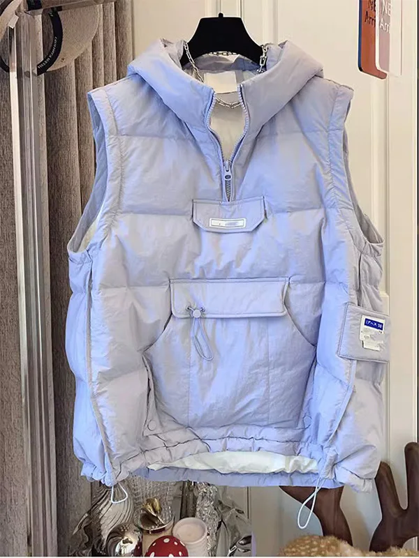 

plus Size 300 Pou Quilted Cotton Jaet Men Women Autumn Winter Loose Fce Lined Hooded Vest Casual Sle Zipper Decoration