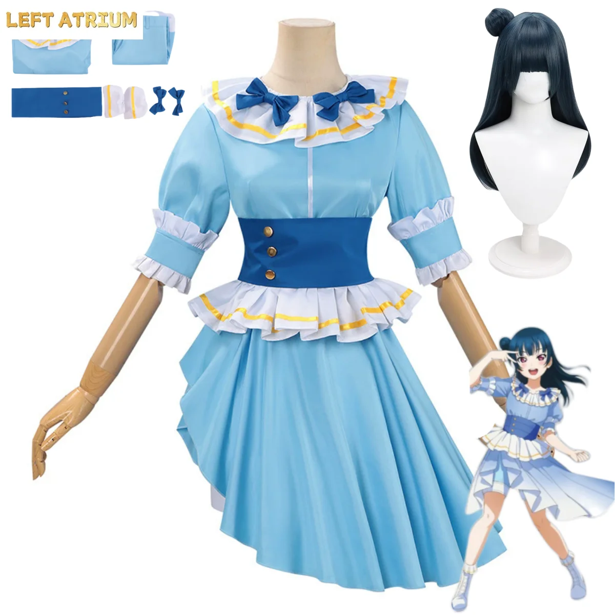 

Anime LoveLive!Sunshine!! Tsushima Yoshiko Yohane Cosplay Costume Aqours fl Princess Dress Lolita Wig Woman Kawaii Party Suit
