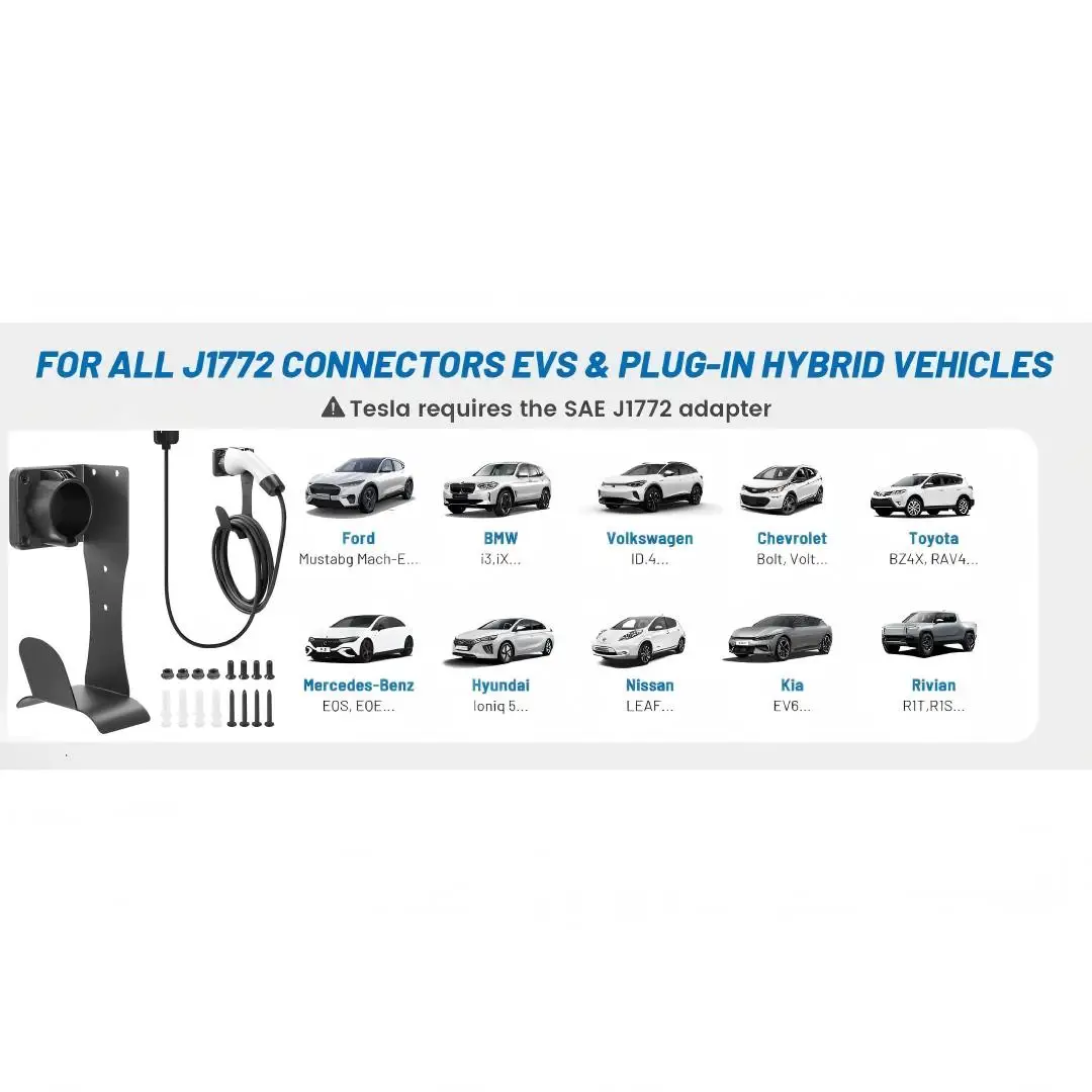 EV 충전기 – J1772용 케이블 홀더 |   벽걸이형 스테인리스 스틸 정리함, 안전하게 고정되는 전기 자동차 홀더 썸네일 2