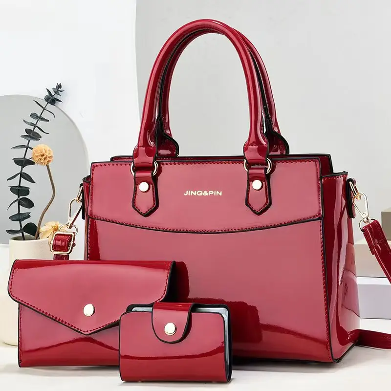 3pcs/Set Shiny Leather Women's Bag Crossbody Bag Designer Handbag Purse Shoulder Bag Travel Shopper Totes sac à mains femme