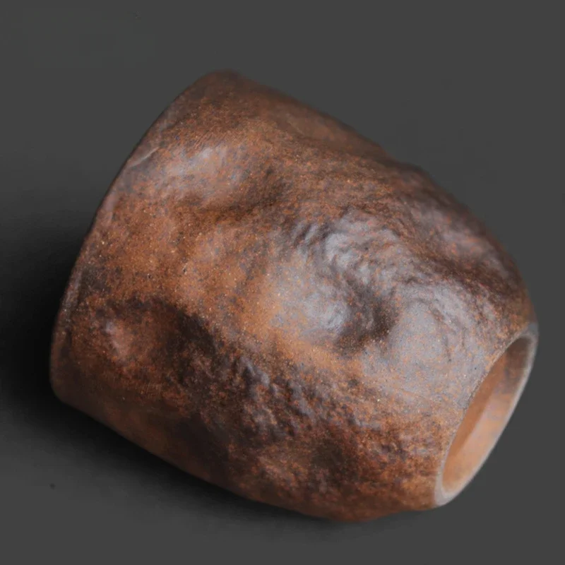 

Керамическая чашка для чая ручной работы с каменной текстурой, состаренная рок-глина в стиле дзен для чайной церемонии Gongfu, уникальная деревенская мастер-чашка, домашний декор, подарок