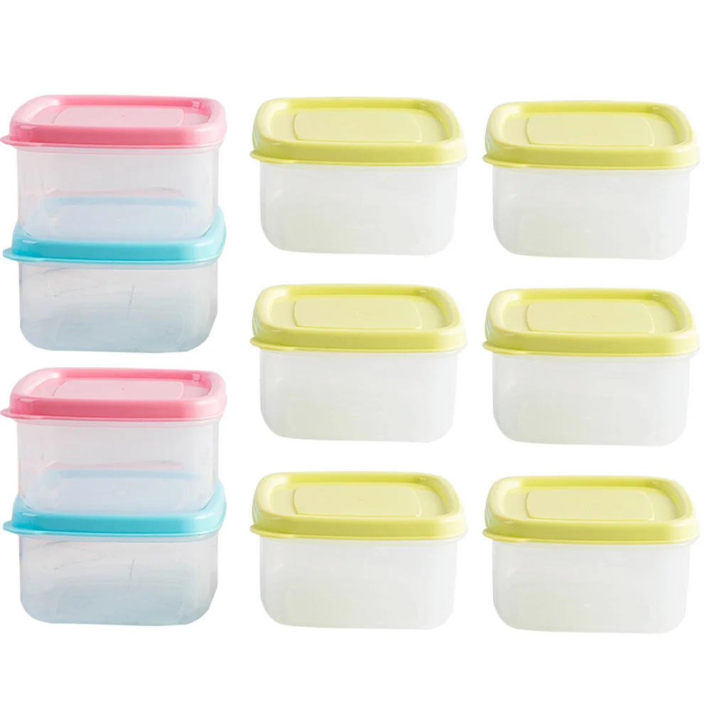 

10pcs 250Ml Mini Plastic Food Storage Containers With Lids Stackable Kitchen Organizer For Refrigerator Microwave Baking Lunch