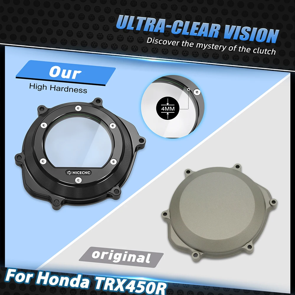 For ATV Honda TRX Engine Transparent Clutch Cover For Honda TRX450ER 2006-2014 TRX450R 2004-2008 2005 2007 2010 2011 2012 2013