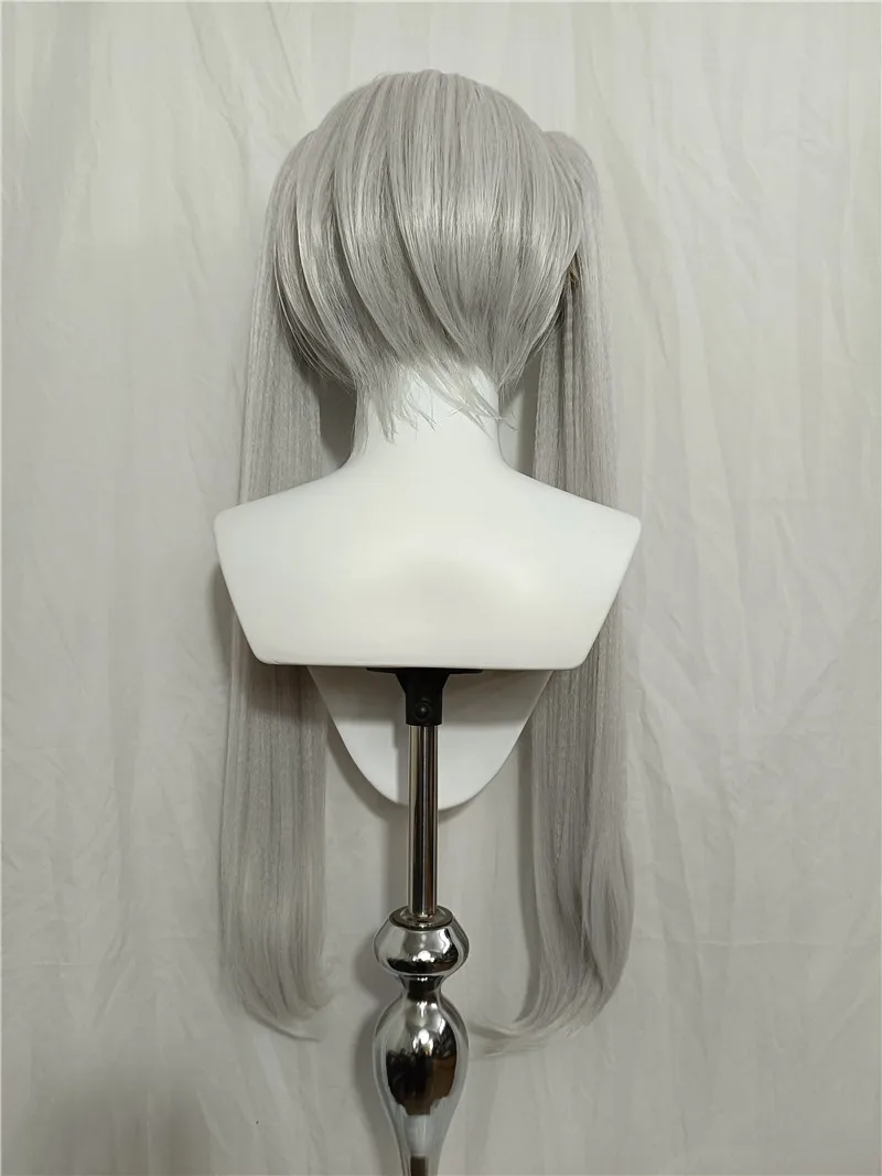 Parrucca cosplay in stile Anime Frieren Parrucche Frieren da donna bianche argento con due code di cavallo Parrucche sintetiche resistenti al calore per la festa