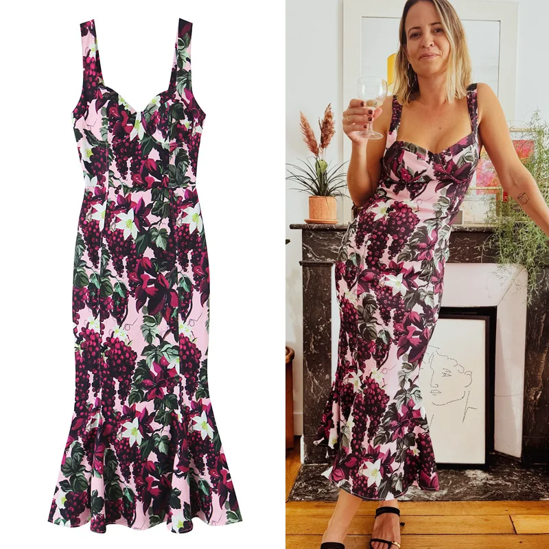 

Женское летнее платье с принтом, облегающее, без рукавов, с открытой спиной, шикарное, элегантное, новинка 2026 года, сексуальное вечернее платье для женщин