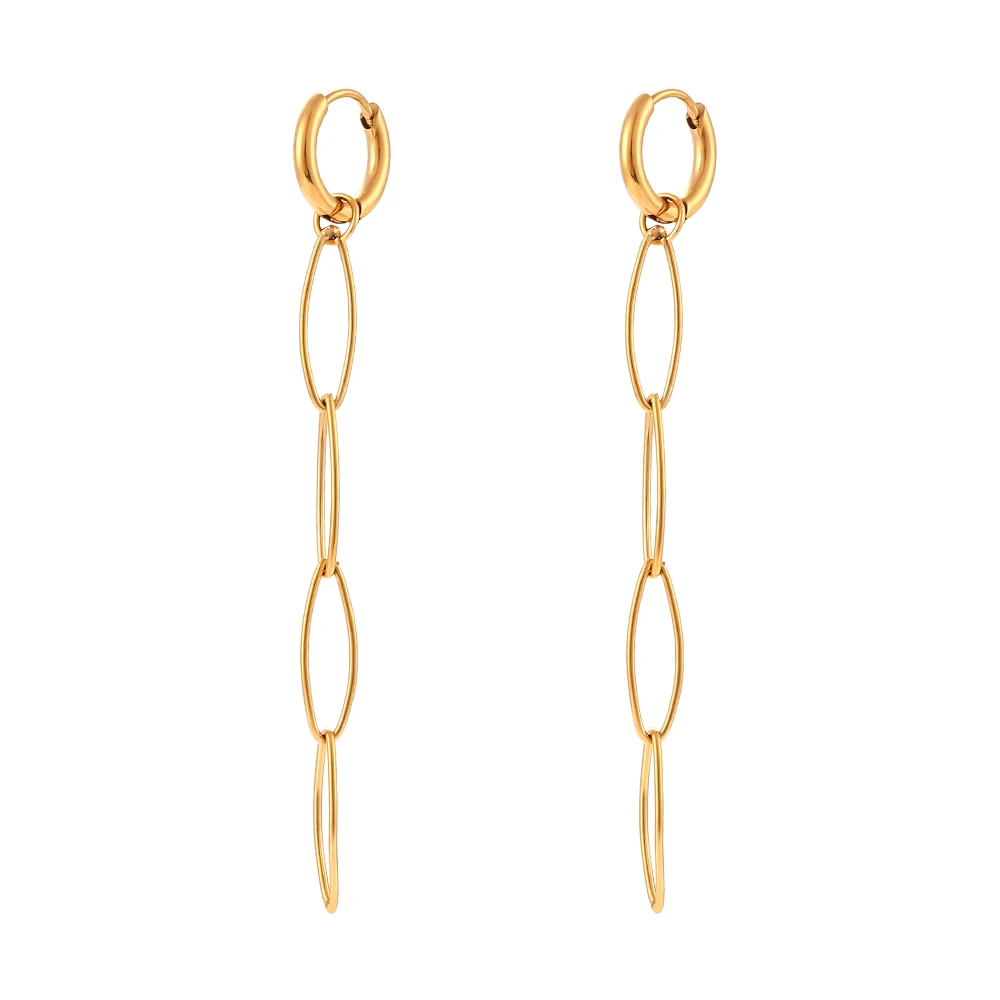 2022 Minimalist Style Melon Seed Chain Tassel Earrings 18K Gold Plated Waterproof Earrings for Women Daily Jewelry Accessories