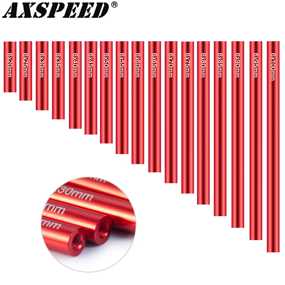

AXSPEED 2PCS Aluminum Alloy Link Rod Red Linkage 20-105mm for 1/10 RC Crawler Axial SCX10 F350 D90 D10 TRX4 TRX6 Accessories
