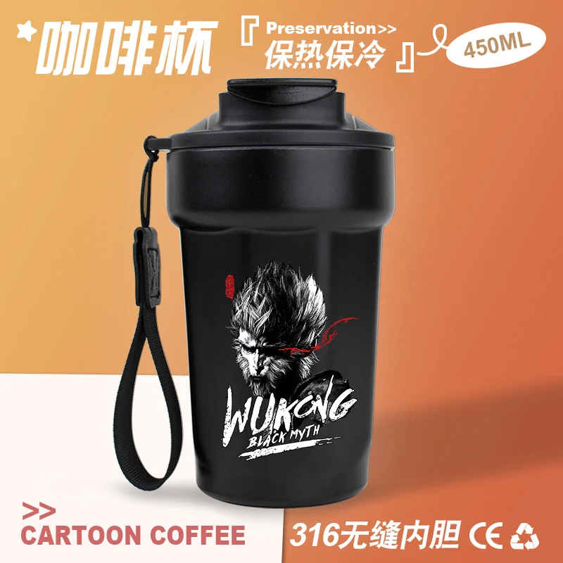 Black Myth Wukong 530ml Anime Water Cup Children Portable Stainless Steel Vacuum Flasks Adult Coffee Cup Water  car accessories