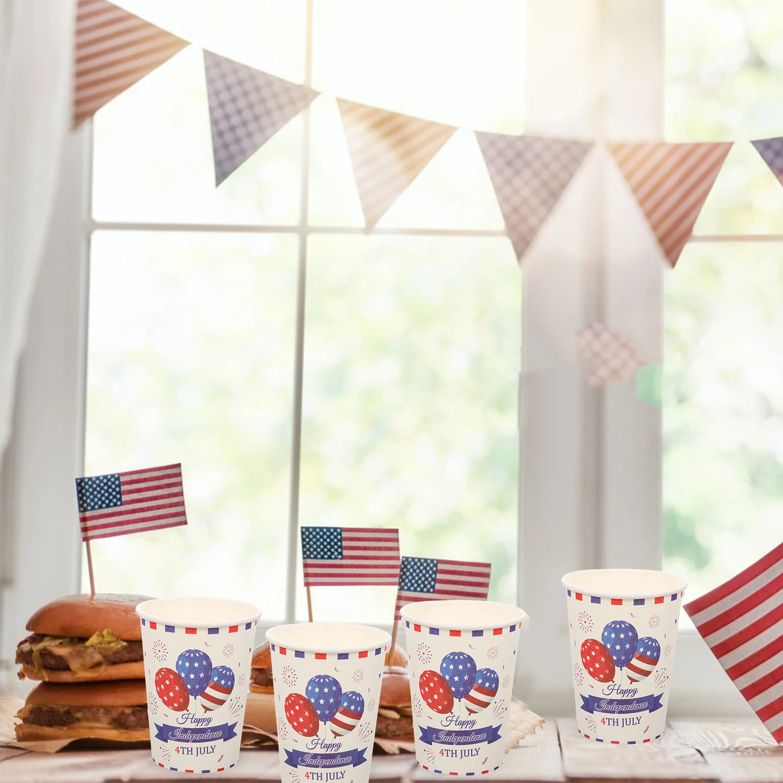 

48pcs Independence Day Paper Cups Disposable Patriotic Party Beverage Cups For 4Th Of July Outdoor Camping Festival Use