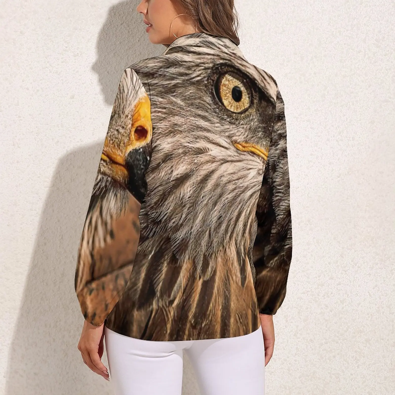 Wild Eagle Blouse Bald Eagles Animal Cool Pattern Blouses Female Streetwear Shirts Summer Long Sleeve Oversized Tops