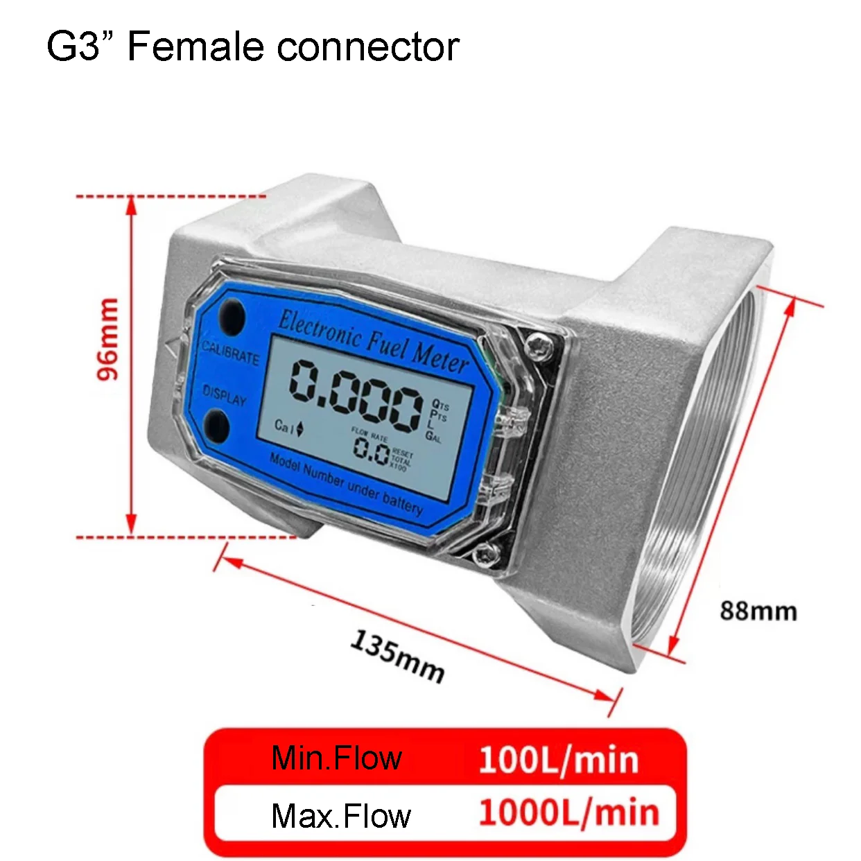 Aluminum Alloy Diesel Gaso Methanol Paraffin Meter Turbine Flowmeter Battery Type 3” Digital Flow Meter For Fuel - view 5