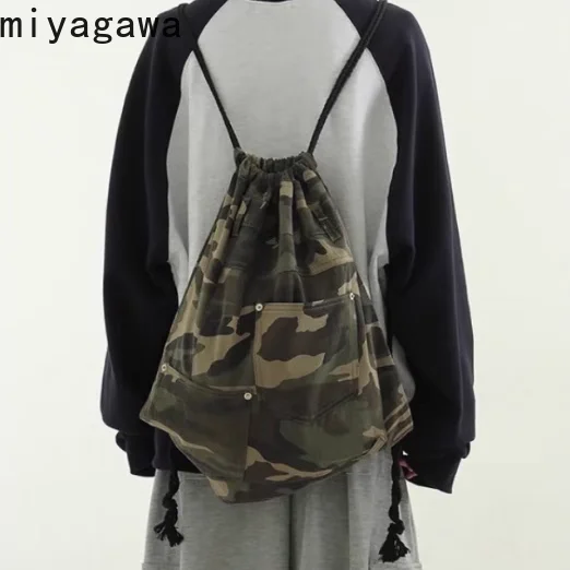 Miyagawa Camouflage Bucket Bag Backpack Cool Backpacks for Men and Women