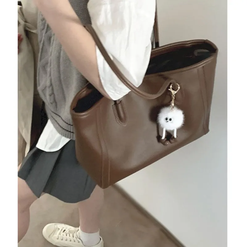 JIAERDI Vintage Brown Large Capacity Handbag Women New Trendy Leather Casual Shoulder Bags Ladies Versatile Handbags Female