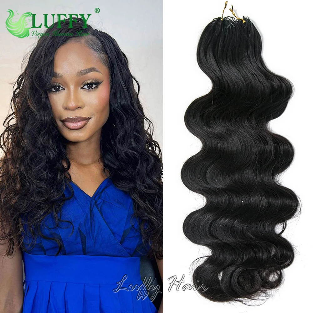 Body Wave Human Hair Crochet Braids Extensions Reusable Human Hair Feather Bundles Invisble Micro Loop Knotless Feather Hair