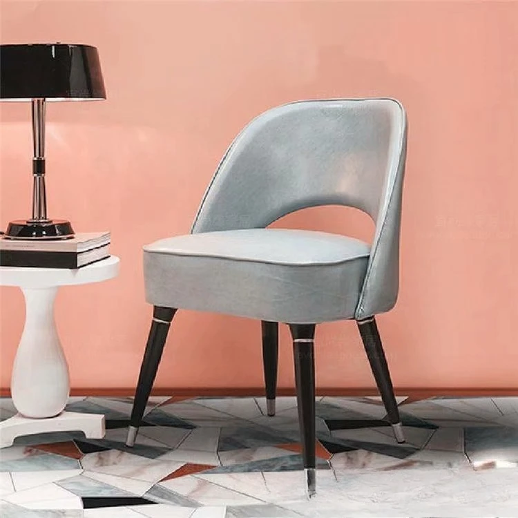 Foreign trade export solid wood leather art negotiation fabric art dining chair back chair leisure