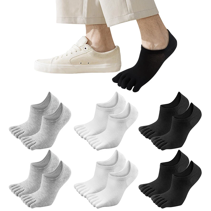 

6 Pairs Invisible Socks Men Women Five Fingers Ankle Men Sport Summer Low Cut Short Socks with Silicone Non-Slip Size 38-43