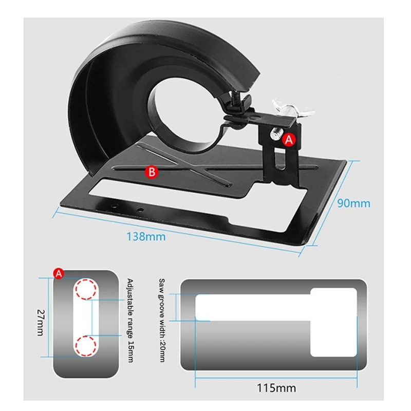 4 Inch Angle Grinder Safety Protective Cover Safety Covers+ Angle Grinder Base Holder Bracket Set For 100 Angle Grinder