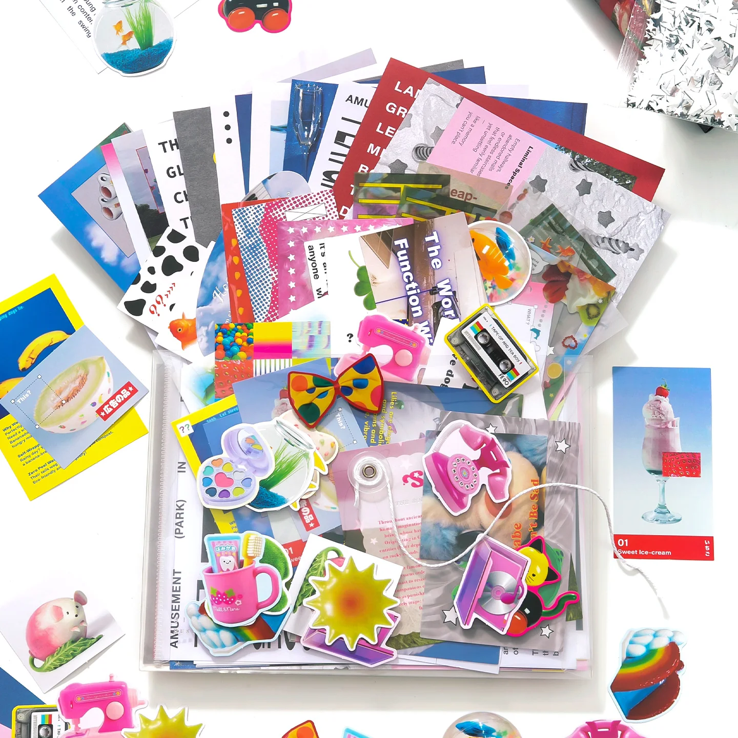 

94pcs/pack Inspiration Material Series Kawaii Korean Style Sticker Material Pack Creative HandbookDIY Scrapbooking Decoration