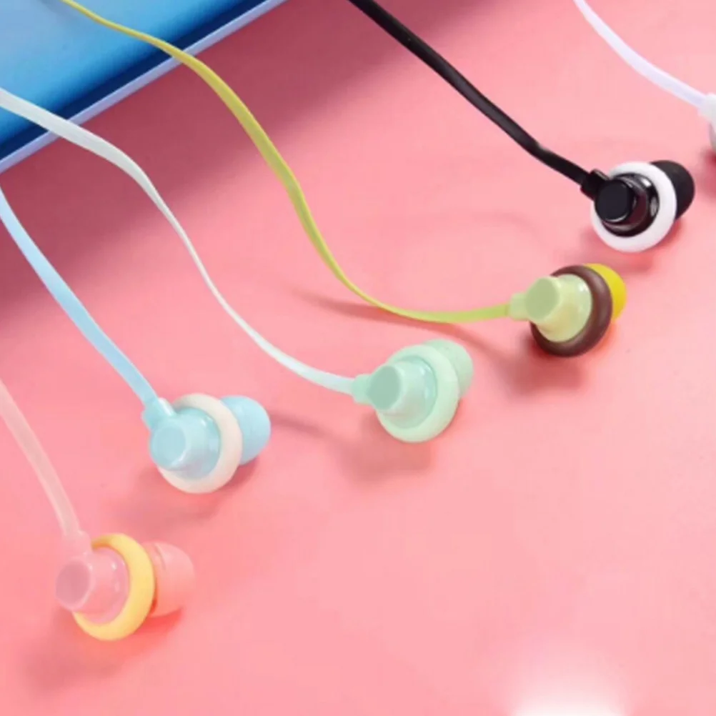 

Donut Earphone Heavy Bass Earbuds 3.5Mm Jack Stereo In-Ear Headphones With Mic Tangle-Free Flat Cable For Music Calling