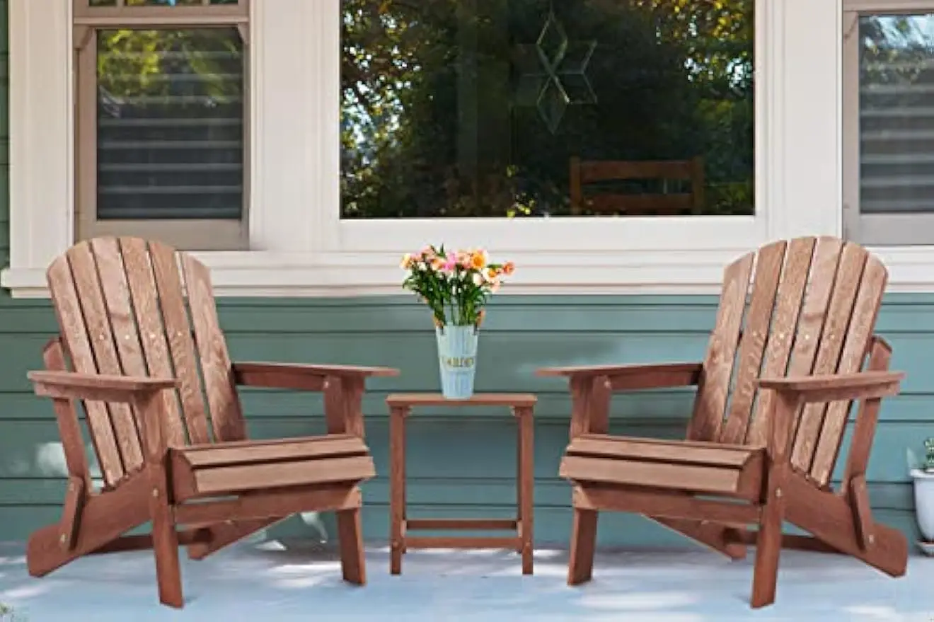 Oversized Wooden Folding Adirondack Chair with Pre-Assembled Backrest and Seat Board