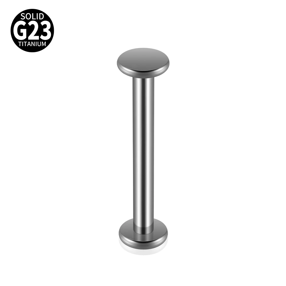 F-136 Titanium Alloy Round Flat Labret Tongue Barbell Stud