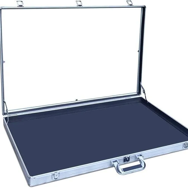 Portable Silver Aluminum Acrylic Display Case with Transparent Top, TCG Card Trade Display Stand with Lock Function