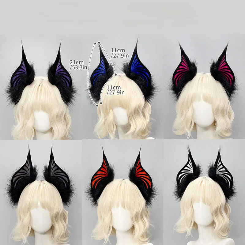 Animal Faux Fur Vampire Bat Ear Headband Furry Handmade Hairband Dark Wind Devil Headwear Costume Cosplay Accessories