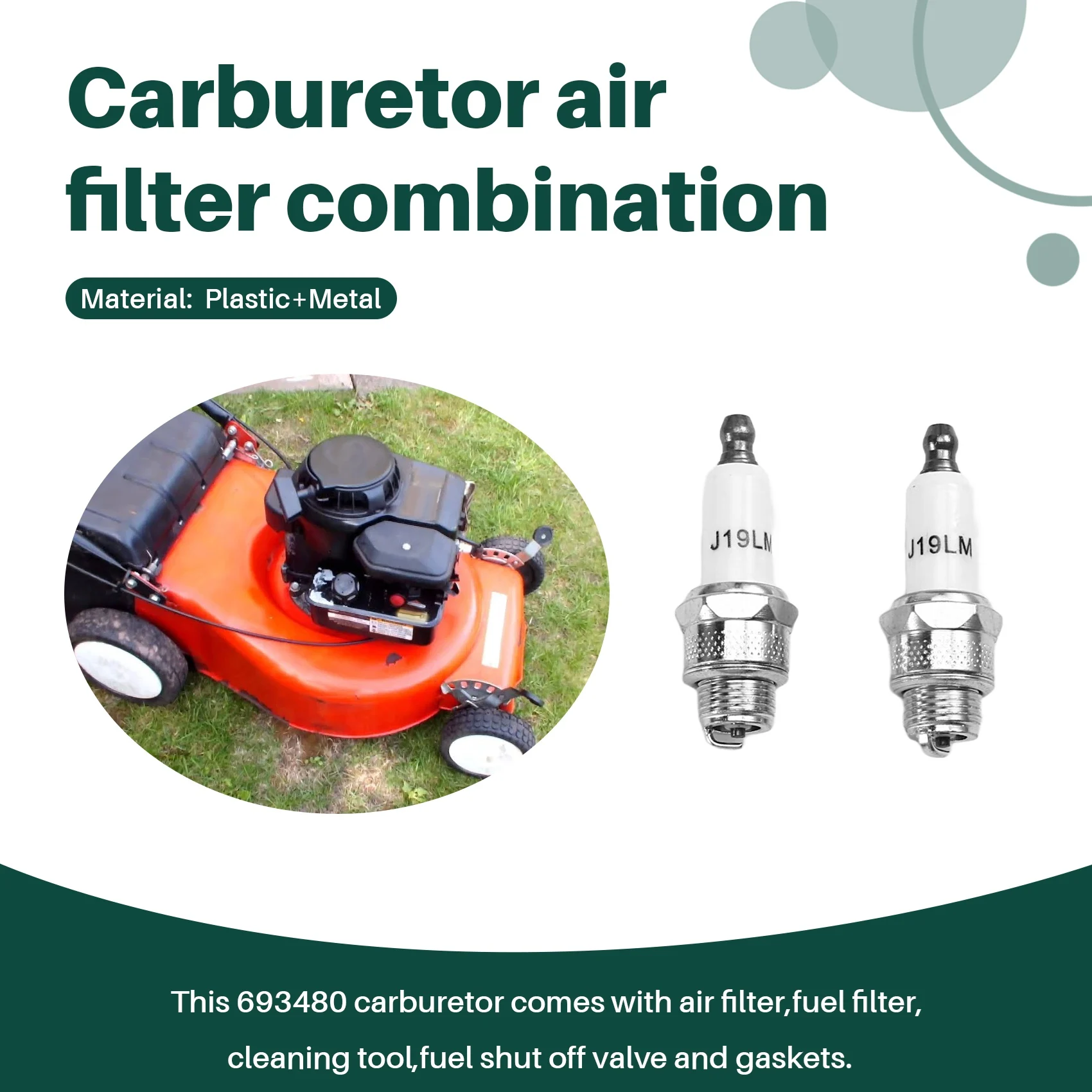 

RMWIN-Карбюратор, совместимый с Briggs & Stratton 693479 693480 499306 с воздушным фильтром 394019S, топливным фильтром 394358S