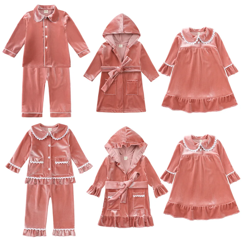 Colorful Velour Lounge Wear Butter Soft Pj Family Matching Set Dress and Romper Clothes Kids Baby Teen Boys Girls Clothing